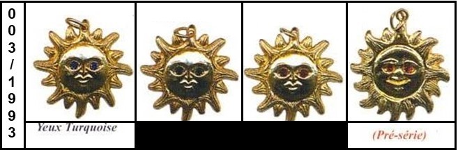1993 003 1993 7 dalloyau soleil en pendentif aux yeux sertis de strass en metal doree pre serie 